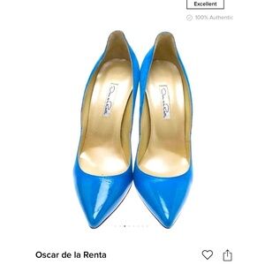Oscar de la renta blue leather pump
